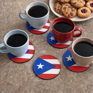 5 pcs Puerto Rico Flag Coaster for Drinks, Kitchen.Table Coffee Table Dining Bar